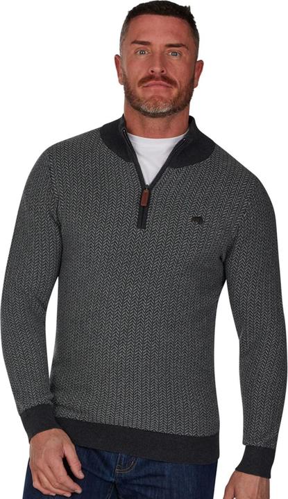 Actual product image Raging Bull Mens Herringbone Textured Knit Quarter Zip Pullover (XL)