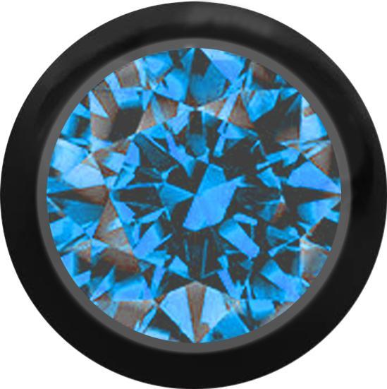 Image du produit Star Piercing Boule noire avec cristal bleu clair (sans laiton, Titane G23)