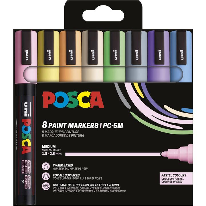 Actual product image Posca Marker PC-5M round tip (multicolour, 2.50 mm, 8 x)