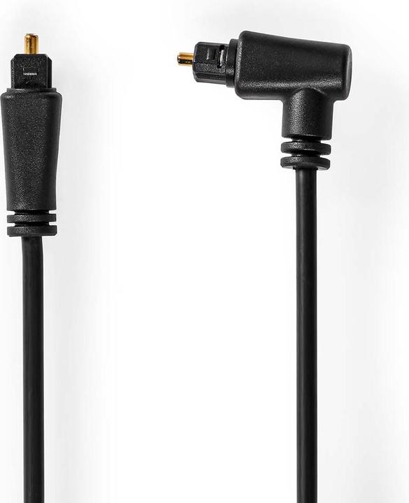 JTI Optisches Audiokabel | TosLink Stecker | TosLink Stecker | Drehbar | 2,00 m | Rund | PVC | Schwarz | (2 m, TOSLINK)