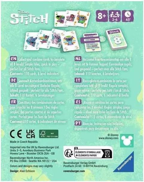 Productafbeelding Ravensburger 24700 - Disney Stitch Level 8 - Het populaire kaartspel voor 2-6 spelers en (Nederlands, Engels)