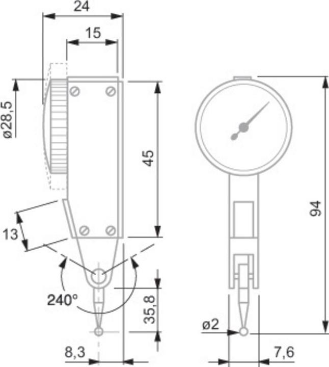 Immagine prodotto Tesa Technology Calibro a leva TAST con graduazione 0, 01 mm, diametro 28 mm in valigetta 1810007 (mm)