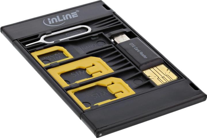 Actual product image InLine SIM-BOX SIM card adapter and accessory box with OTG card reader