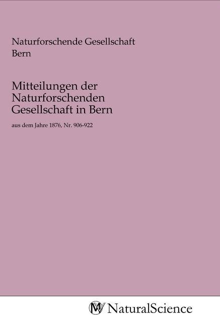 Produktbild MV-NaturalScience Mitteilungen der Naturforschenden Gesellschaft in Bern (2020)