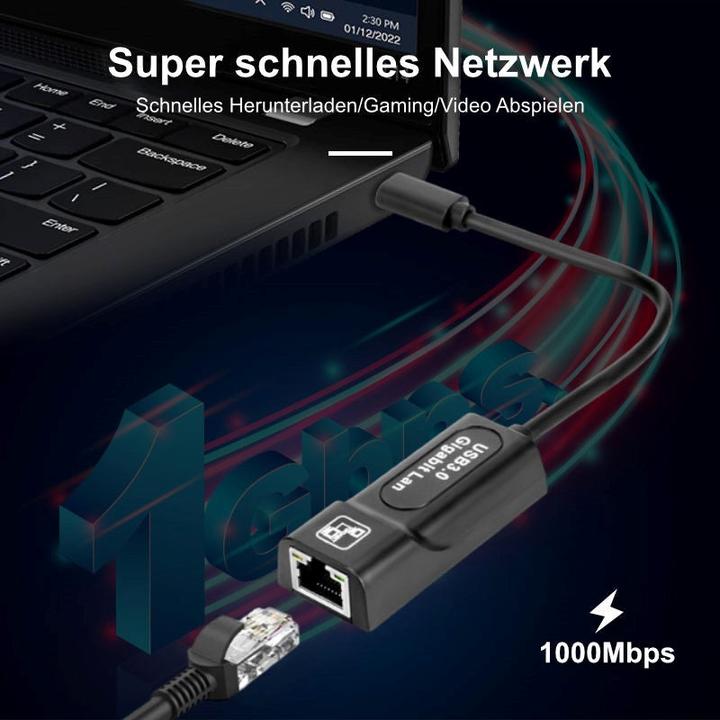 Produktbild Hermex LAN USB-C LAN zu USB-C Adapter Ethernet Adapter Ethernet USB-C Adapter (RJ45 (1x))