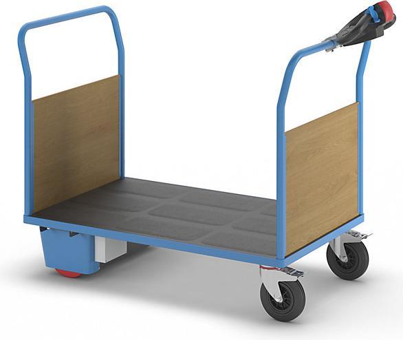 Actual product image eurokraft pro Platform truck with electric drive, 2 MDF end panels, LxWxH 1620 x 800 x 1300 (500 kg)