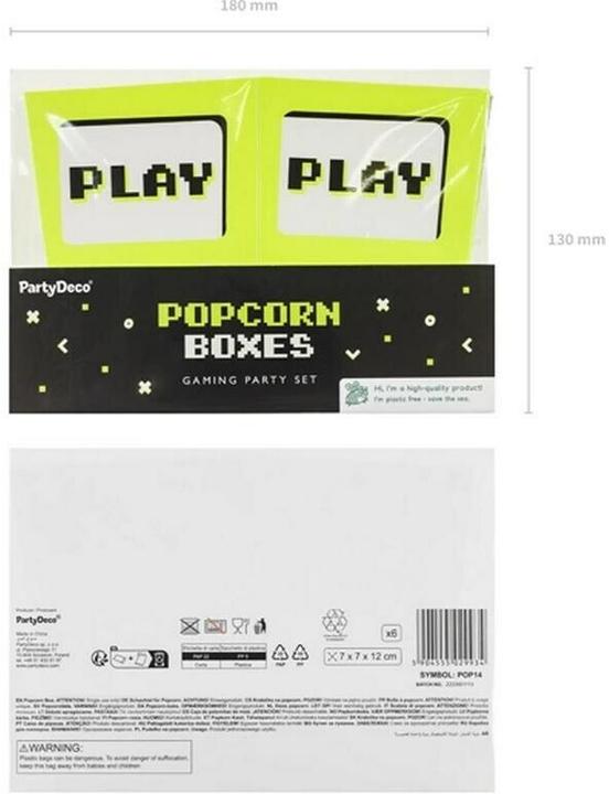 Image du produit Partydeco Boîte de PopCorn - Play (6 pièces) (6 x)