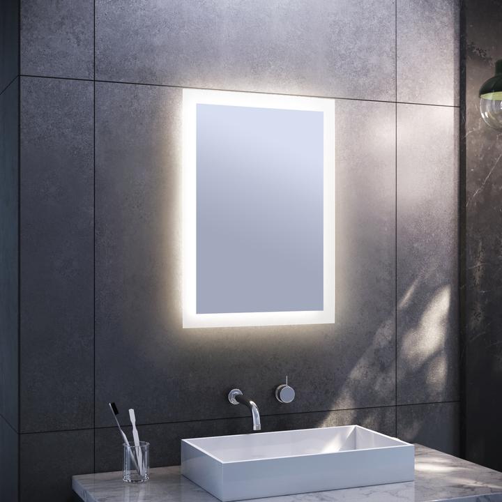 Image du produit SONNI LED-Badezimmerspiegel, 50 x 70 cm, warmweiss, vertikale/horizontale Montage, IP44 wasserdicht