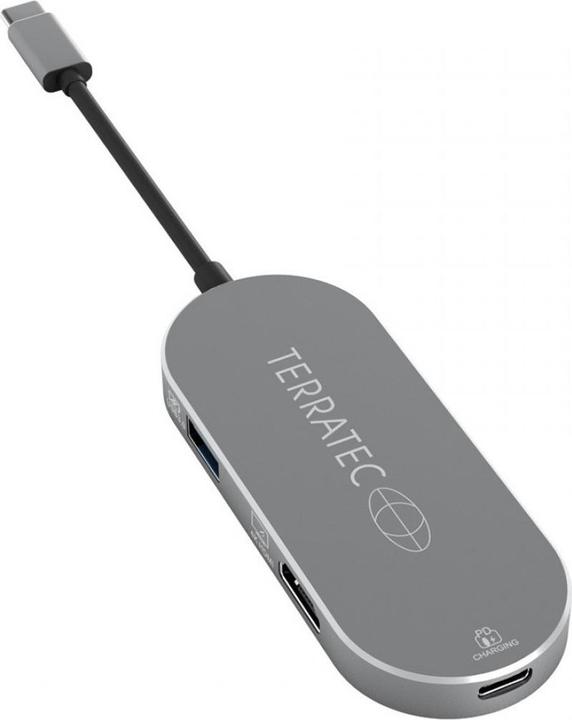Actual product image Terratec Aluminium USB Type-C Adapter with USB-C PD HDMI 2x USB 3.0 Port Card Reader (USB-C, 4 Ports)