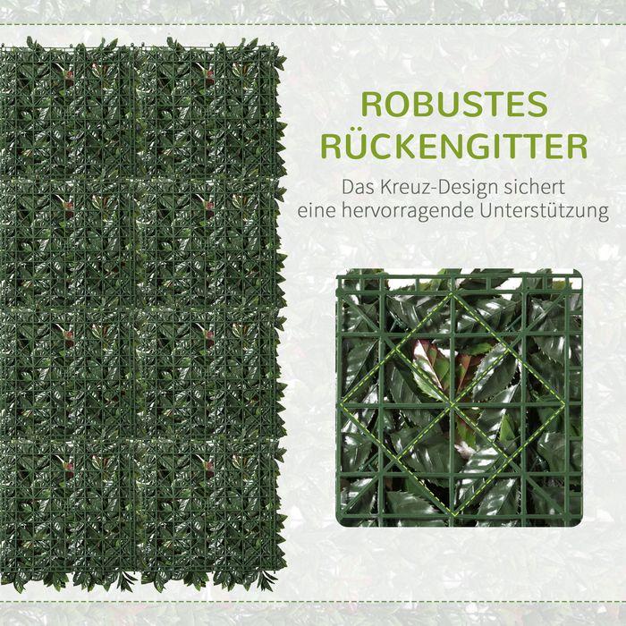 Produktbild Swisshandel24 Künstliche Pflanzenwand 12 Stück UV-Schutz Sichtschutz, Glanzmispeln Design, 50x50 cm, für Garten Ou (50 cm)