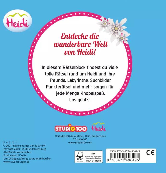 Immagine prodotto Ravensburger Heidi: Il mio blocco di puzzle (Tedesco, Studio 100 Media GmbH, 2021)