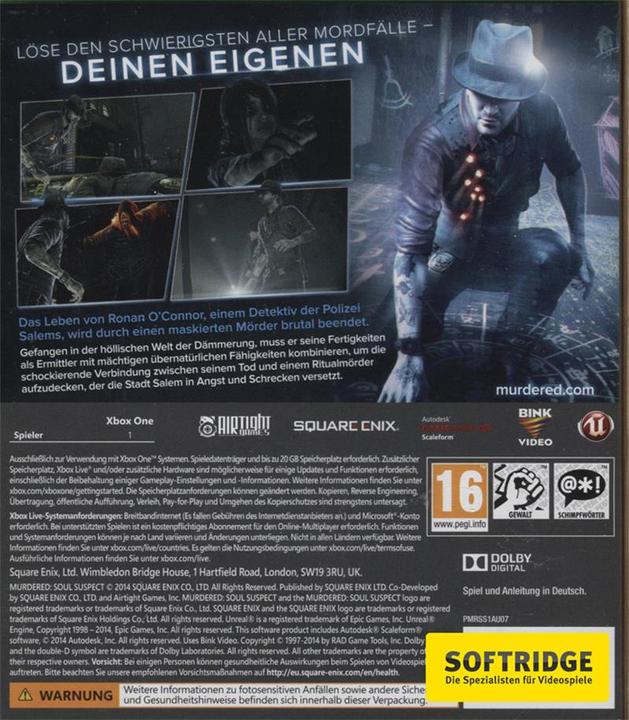 Actual product image Square Enix Murdered: Soul Suspect (Xbox One X, Xbox Series X, DE)