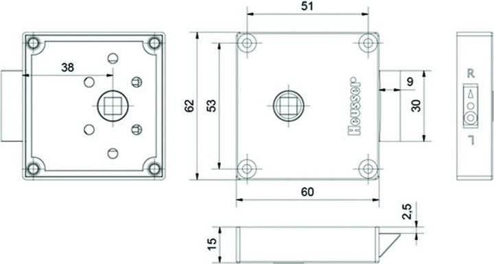 Actual product image Heusser Latch lock 2425 (Profile cylinder)