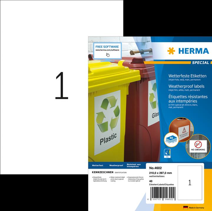 Actual product image HERMA Weatherproof inkjet labels A4