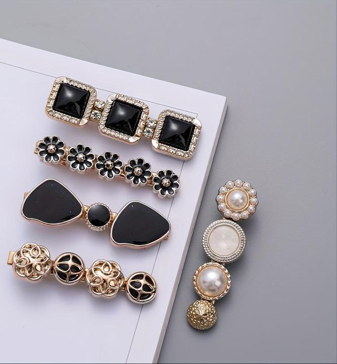 Image du produit Activity Board 5pcs Elegante Haar Seite Clips Faux Perle Dekorative Haar Pony Clips Strass Pony Clips Trendy (5 pcs)