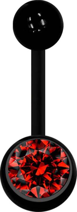 Image du produit Star Piercing Banane noire avec boule et boule de cristal rouge (Acrylique, sans laiton)