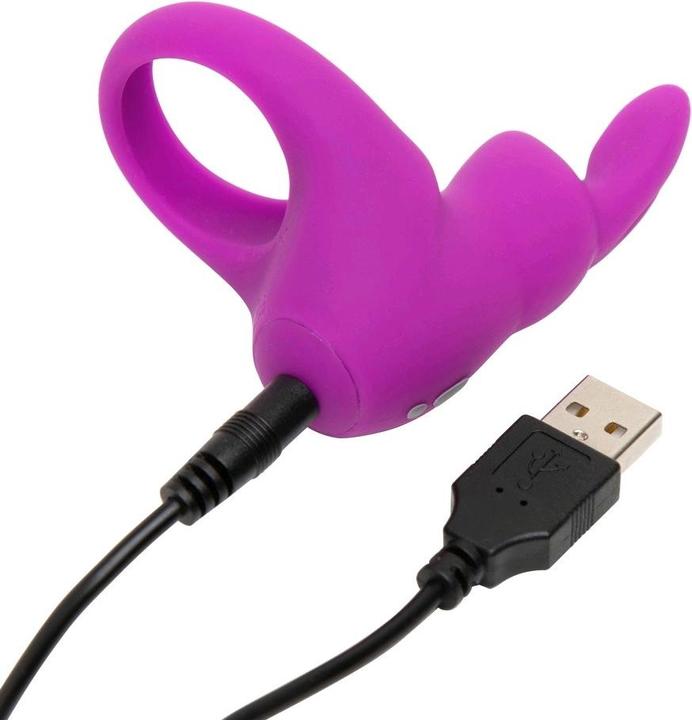 Actual product image Happy Rabbit Rechargeable Vibrating Rabbit Cock Ring Purple (3 cm)
