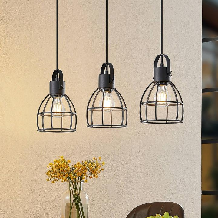 Actual product image Lindby Flintos 3 pendant light Black (E27)