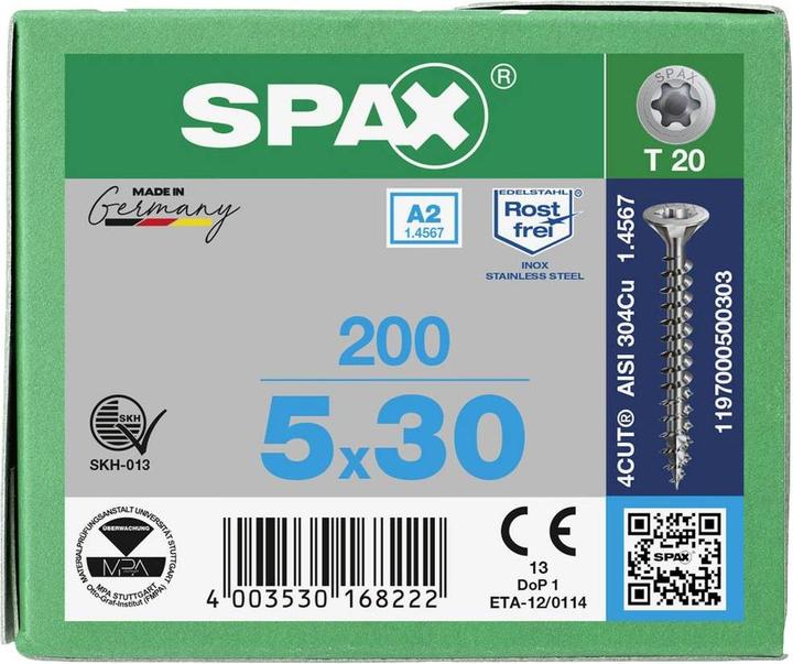 Image du produit Spax Vis pour panneaux agglomérés A2 (200 Vis par pièce)