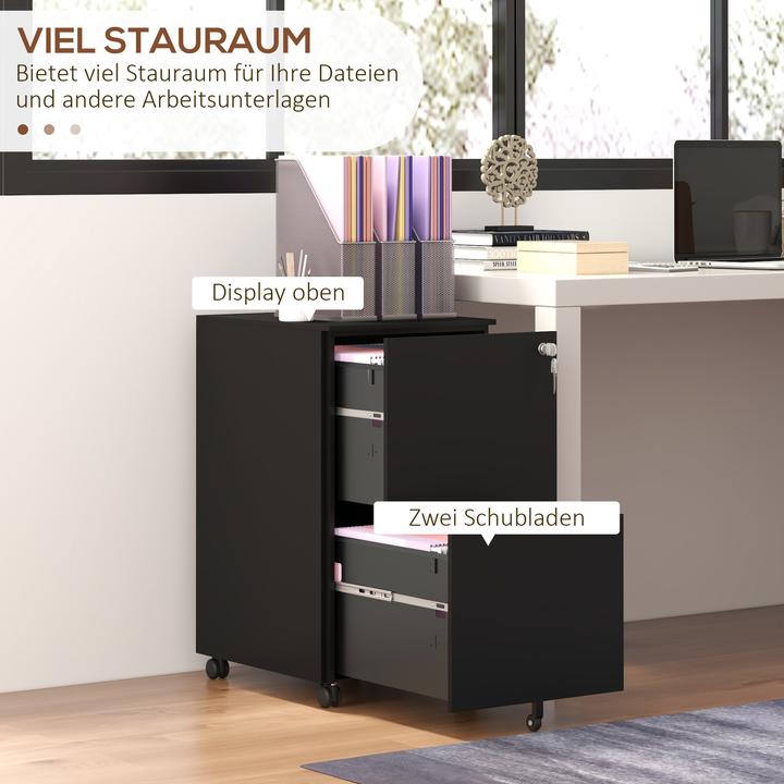Image du produit Vinsetto Caisson roulant avec 2 tiroirs verrouillables