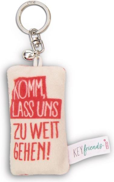 Immagine prodotto Magni NICI Schlüsselanhänger Mini Plüschkissen Komm, lass uns zu weit gehen mit Glöckchen 8cm