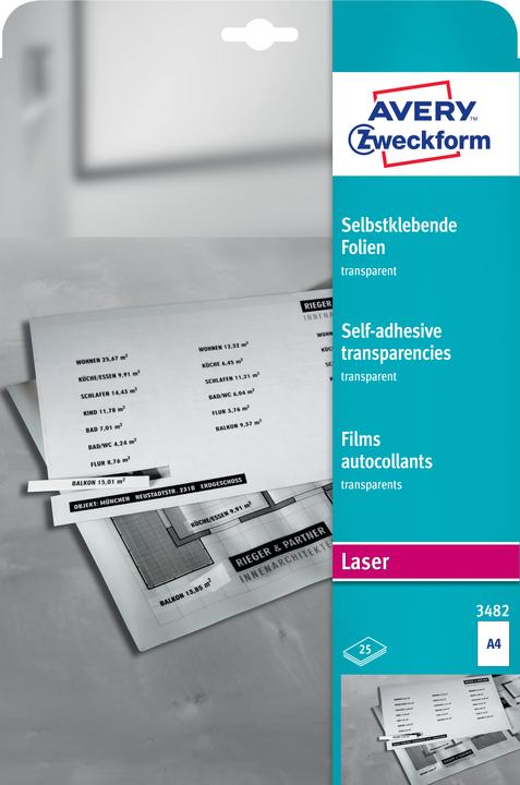 Image du produit Avery Zweckform Film pour imprimante laser A4 transparent 25 feuilles