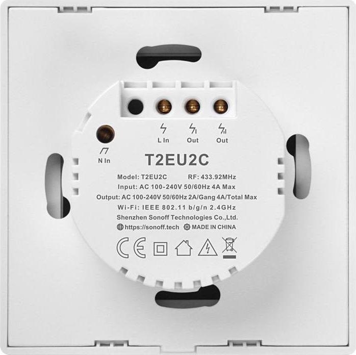 Image du produit Sonoff Smart Switch WiFi RF 433 T2 UE TX (2-channel) updated