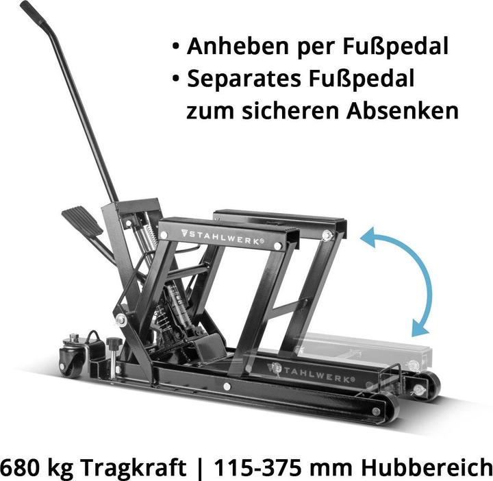 Produktbild Stahlwerk Motorrad-Hebebühne MLT-680 ST 680 kg Tragkraft 115-375 mm Hubbereich