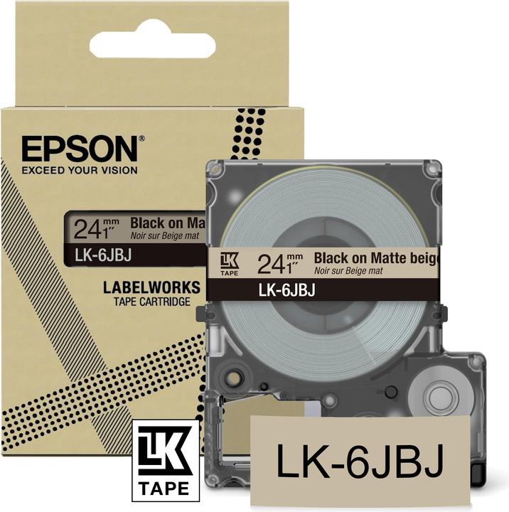 Epson LabelWorks LK-6JBJ - Black on matt (2.40 cm, Black, Beige)