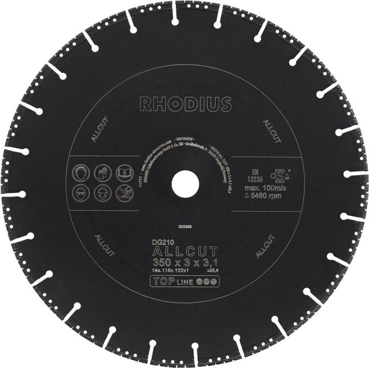 Immagine prodotto Rhodius Lama diamantata DG210 ALLCUT | Ø 350 x 3,0 x 3,1 x 25,40mm dritta