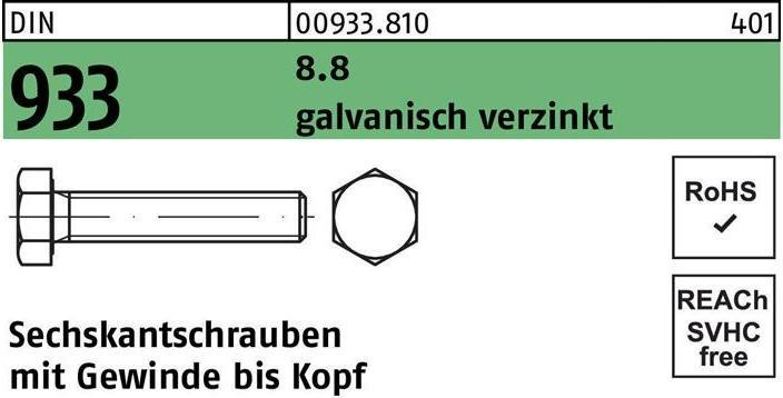 Produktbild Sechskantschraube DIN 933 VG M 12 x 220 8.8 galvanisch verzinkt (25 Schrauben pro Stück)