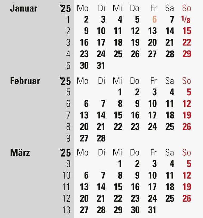 Immagine prodotto Rido Idé Calendario da tavolo di 3 mesi (2025) (Tedesco)