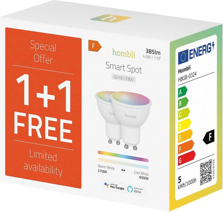 Produktbild Hombli Smart Spot (GU10, 5 W, 350 lm, 2 x, F)