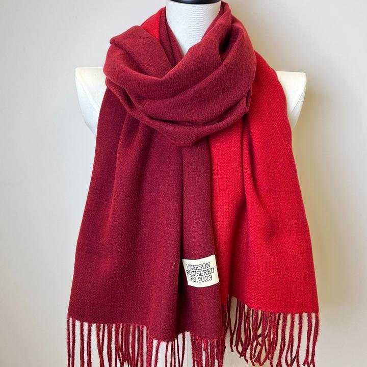 Actual product image Only-Bags.Store Double Sided Scarf Two Colours Simple Basic Imitation Cashmere Tassel Scarf Autumn Winter