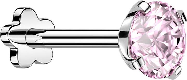 Produktbild Star Piercing Micro Threadless Labret Blume silber mit Kristall pink gefasst (ohne Messing, Titan G23)