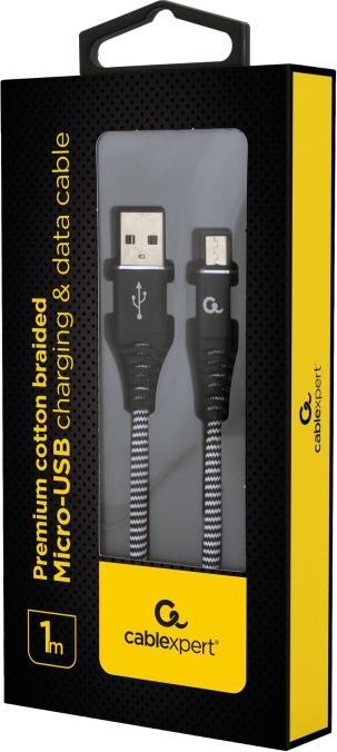 Produktbild Gembird CC-USB2B-AMMBM-1M-BW USB Kabel USB 2.0 Micro-USB B USB A Schwarz (1 m, USB 2.0)