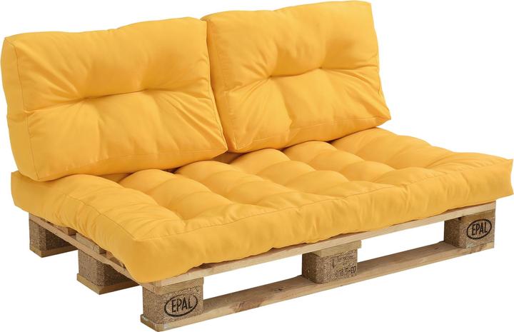 Image du produit En.Casa Coussin d'assise pour meubles en palettes Comfy 80x120x12 cm jaune moutarde (120 x 80 x 12 cm)