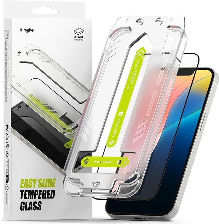 Immagine prodotto Ringke Easy Slide Tempered Glass 2-pack for iPhone 13 / 13 Pro / 14 / 16e - Clear (2 Pezzo/i, Apple iPhone 16e)