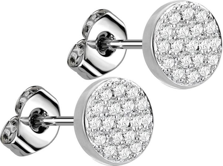 Produktbild Star Piercing Ohrstecker silber mit Kristall silber rund (Messing, Chirurgenstahl 316L)