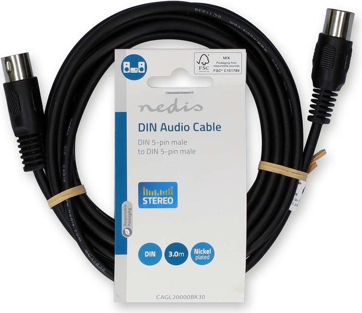 Produktbild Nedis DIN-Audio-Kabel | DIN 5-Pin Stecker | DIN 5-Pin Stecker | Vernickelt | 3.00 m | Rund | PVC | S (3 m)