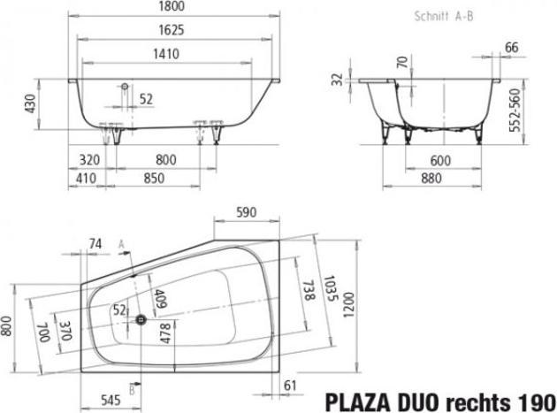 Immagine prodotto Kaldewei Plaza Duo a destra 190 180x120cm
