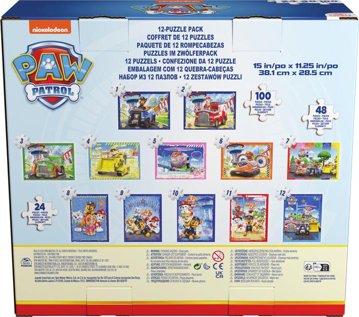 Produktbild Spin Master Paw Patrol, 12-Puzzle-Sammlung 24-teilig 48-teilig 100-teilig Kinder-Puzzles Chase Marshall Skye Eve (12 Teile)