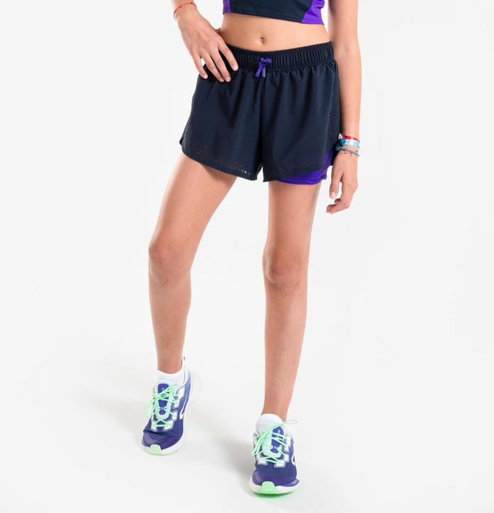 Kiprun Laufshorts Mädchen atmungsaktiv - Dry+ 900 dunkelblau/lila