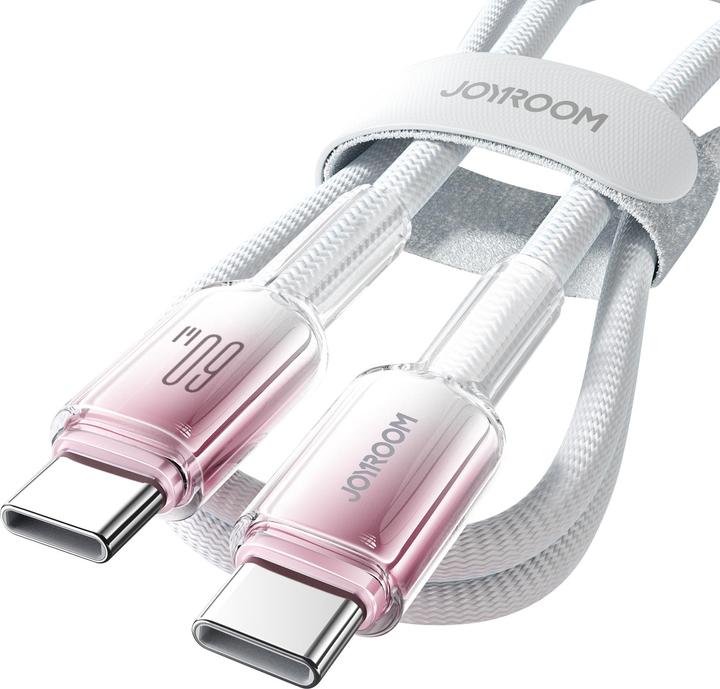 Actual product image Joyroom S-A42 Crystal Clear Series Fast Charging Data Cable Type-C to Type-C 60W 1.2m White (1.20 m)