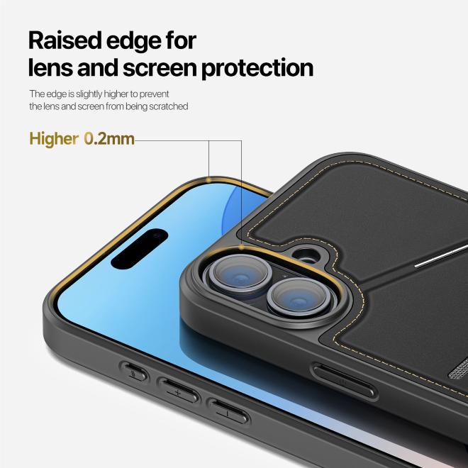 Immagine prodotto Dux Ducis Custodia per iPhone 16 Plus con slot per schede - Nero (Apple iPhone 16 Plus)