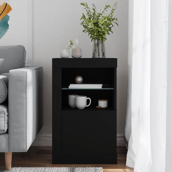 Produktbild VidaXL Beistellschrank mit LED-Leuchten Schwarz (41 x 37 x 67 cm)