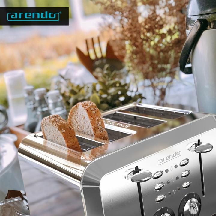 Actual product image Arendo Stainless steel toaster 4 slices, automatic, stainless steel, heat-insulating double-walled