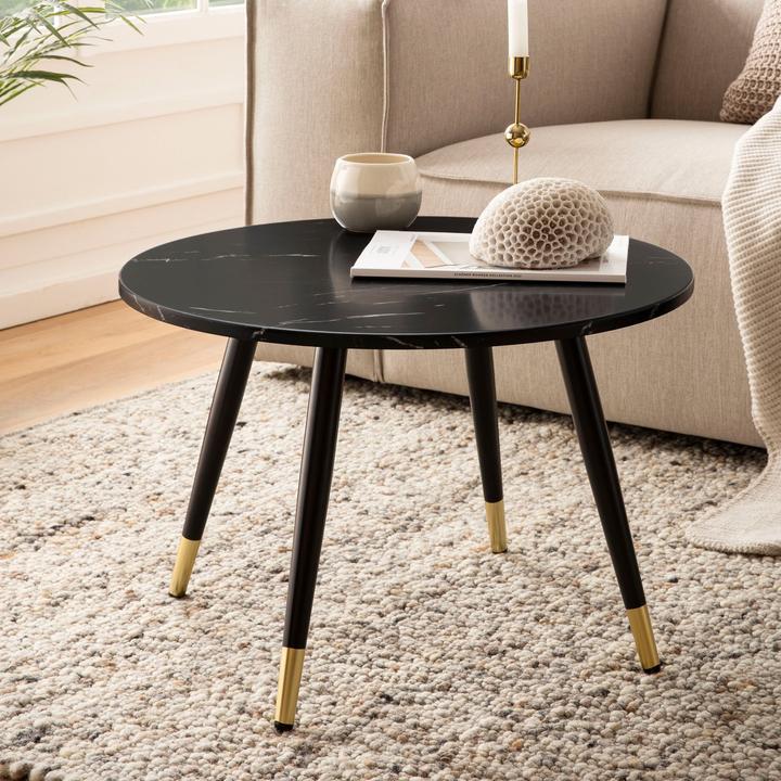 Actual product image FineBuy Coffee table Sofa table marble look 60 cm Living room table Round table (60 x 60 x 41 cm)