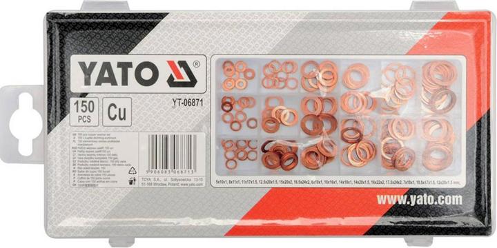 Produktbild Yato Profi Kupfer O Ring Set, 95 Stück in Sortiments-Kasten, runde Ausführung, 8,4 – 20,2 mm, für hö