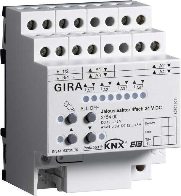 Produktbild Gira Jal.aktor 4f DC 24 V Hand KNX REG 215400 (Analogaktor)